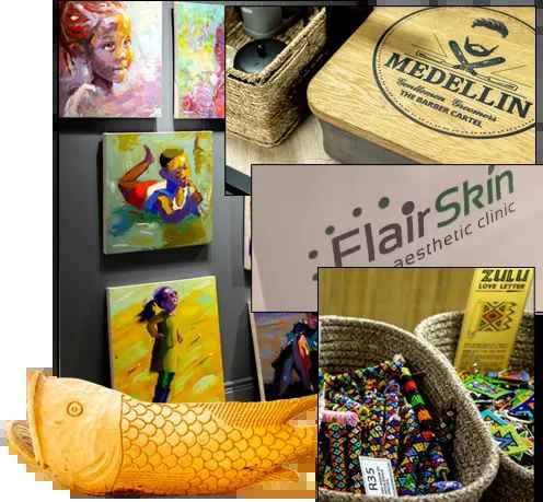 a collage of images from Lighthouse Quarter stores.